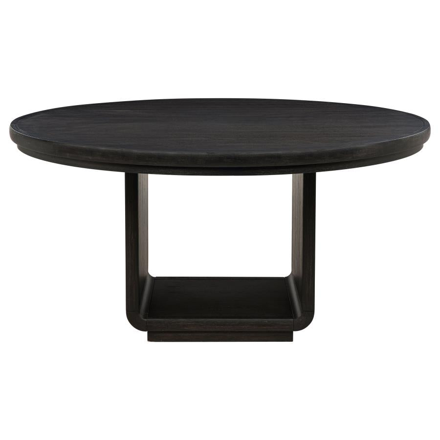 Leandro 5-piece Round Dining Set with Arm Chairs Burnished Black