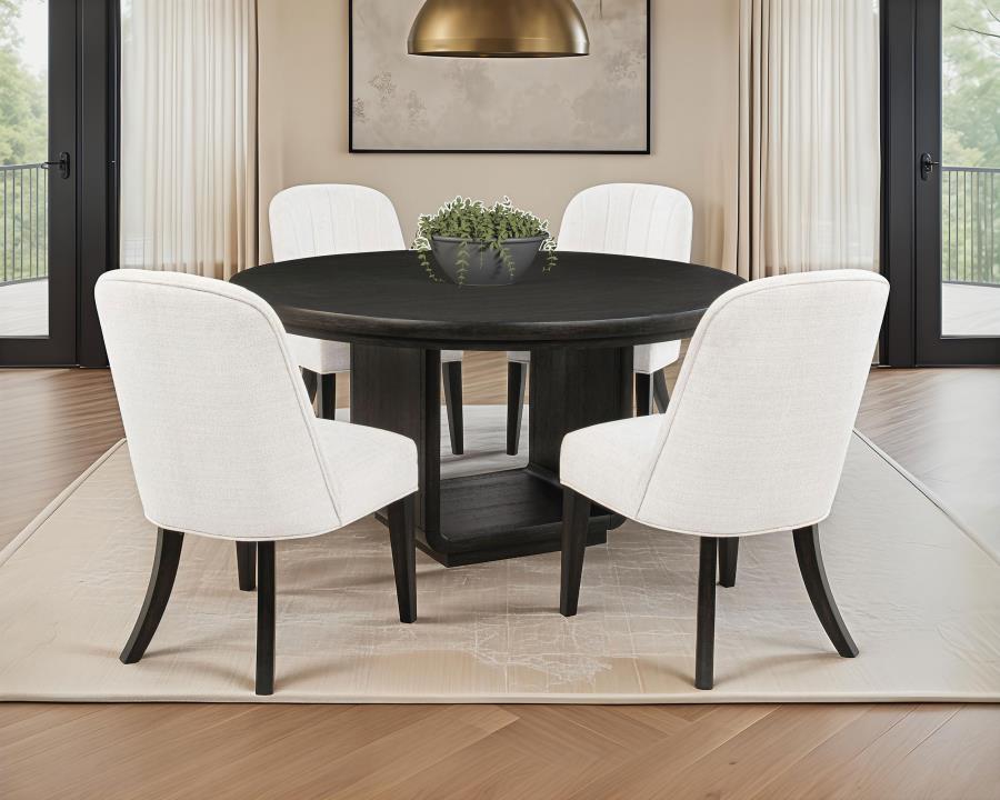 Leandro 5-piece Round Dining Set Burnished Black