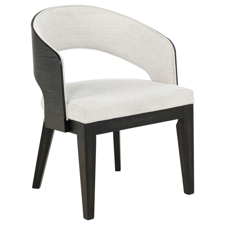 Leandro 7-piece Round Dining Set with Arm Chairs Burnished Black