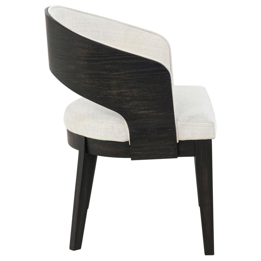 Leandro 7-piece Round Dining Set with Arm Chairs Burnished Black