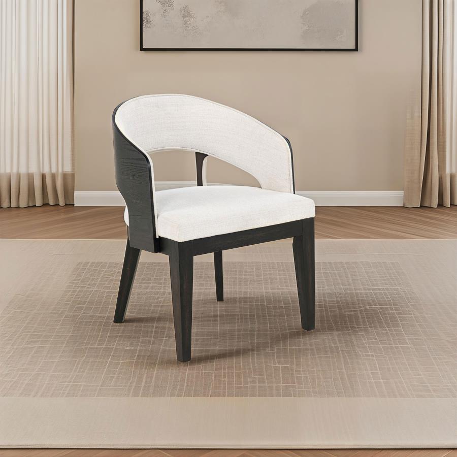 Leandro Upholstered Dining Arm Chair Cream (Set of 2)