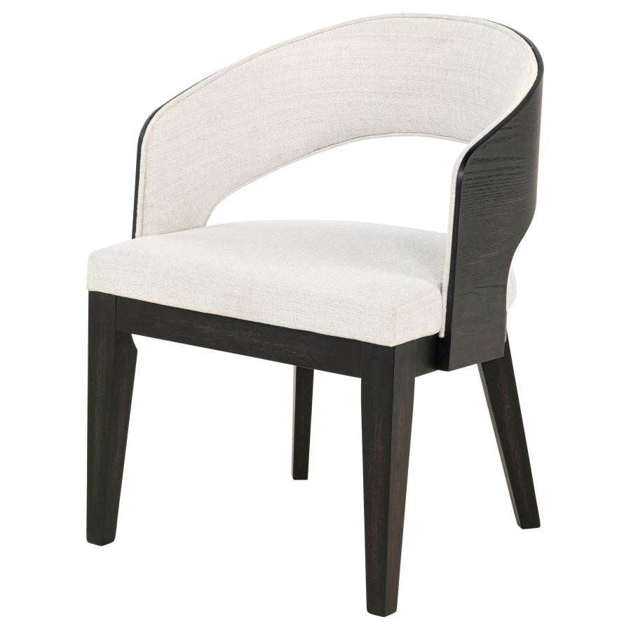 Leandro Upholstered Dining Arm Chair Cream (Set of 2)