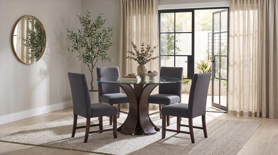 Naser 5-piece 48-inch Round Dining Table Set Grey and Dark Walnut