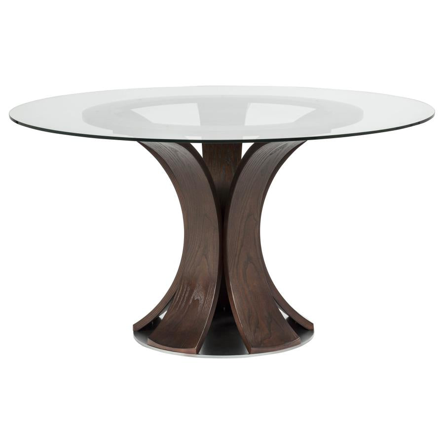 Naser 5-piece 48-inch Round Dining Table Set Grey and Dark Walnut