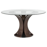 Naser 48-inch Round Glass Top Dining Table Dark Walnut