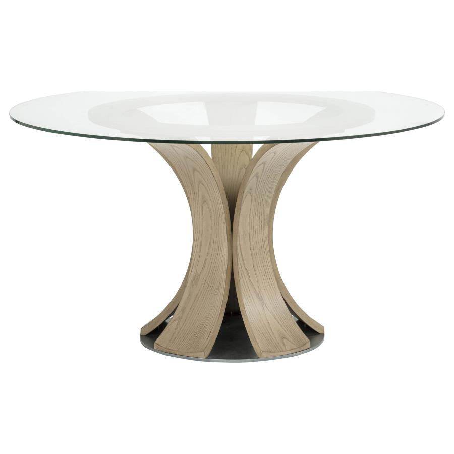 Naser 5-piece 48-inch Round Dining Table Set Beige and Light Oak