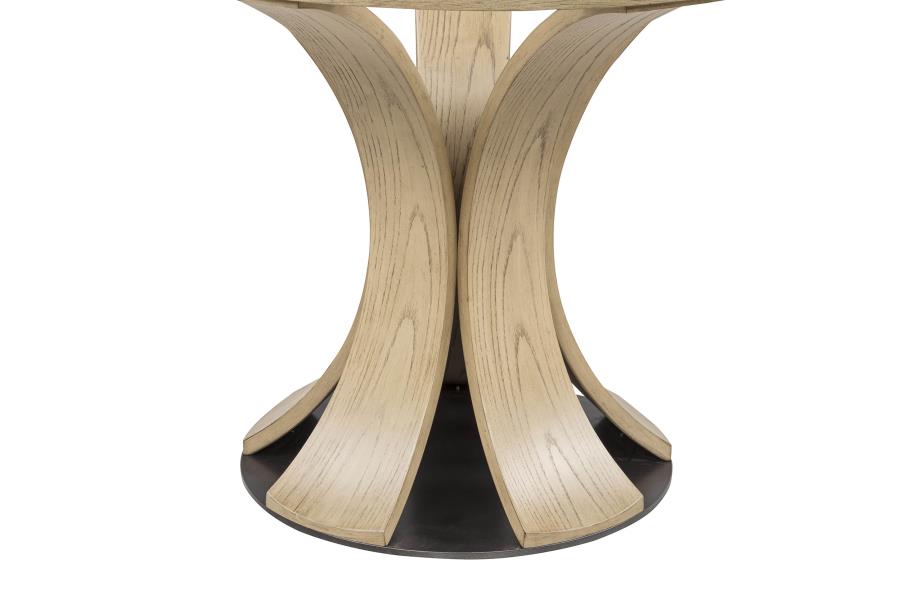 Naser 5-piece 48-inch Round Dining Table Set Beige and Light Oak