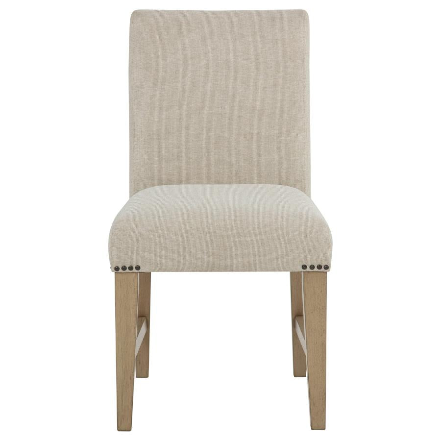 Naser Parsons Dining Side Chair Beige and Light Oak (Set of 2)