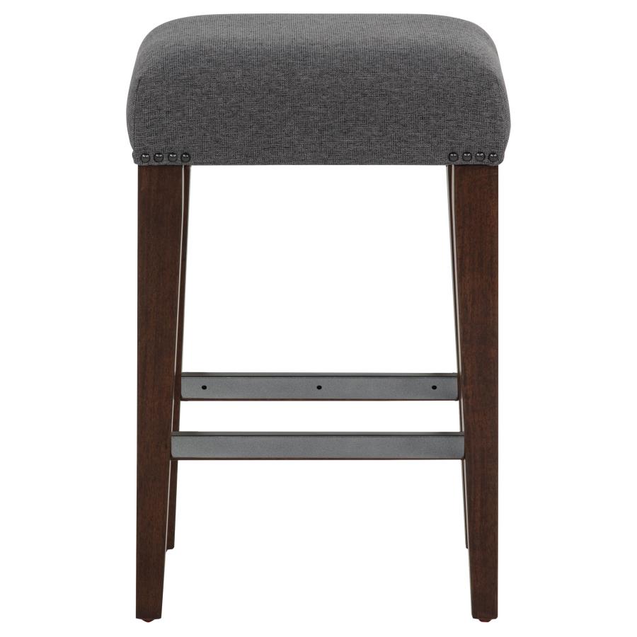 Naser Upholstered Counter Stool Grey and Dark Walnut (Set of 2)