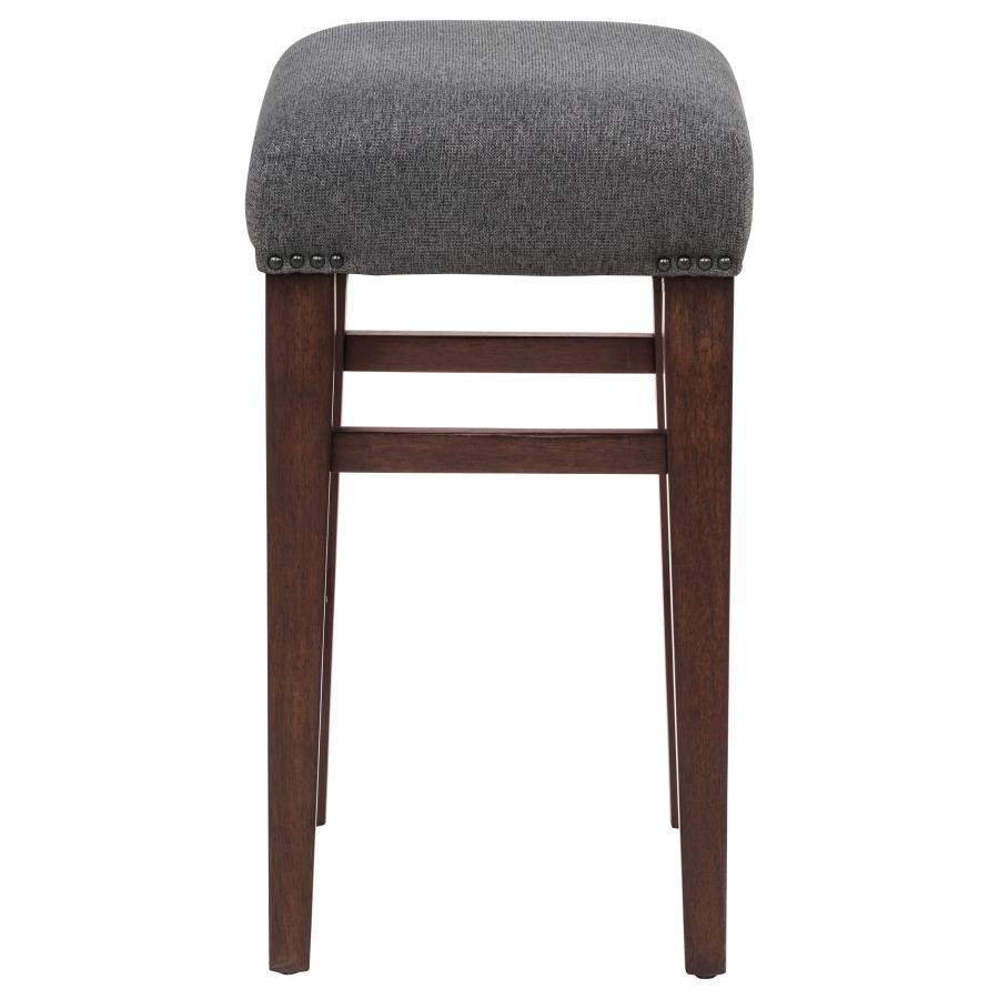 Naser Upholstered Counter Stool Grey and Dark Walnut (Set of 2)