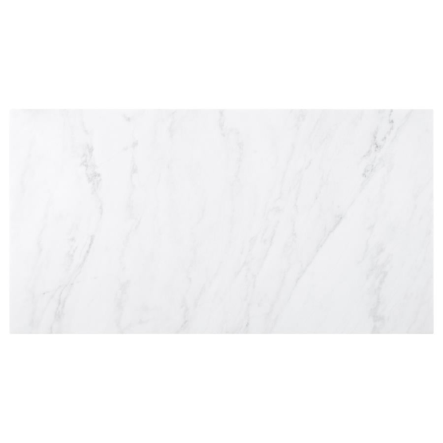 Sherry 5-piece Rectangular Marble Top Dining Table Set Sand