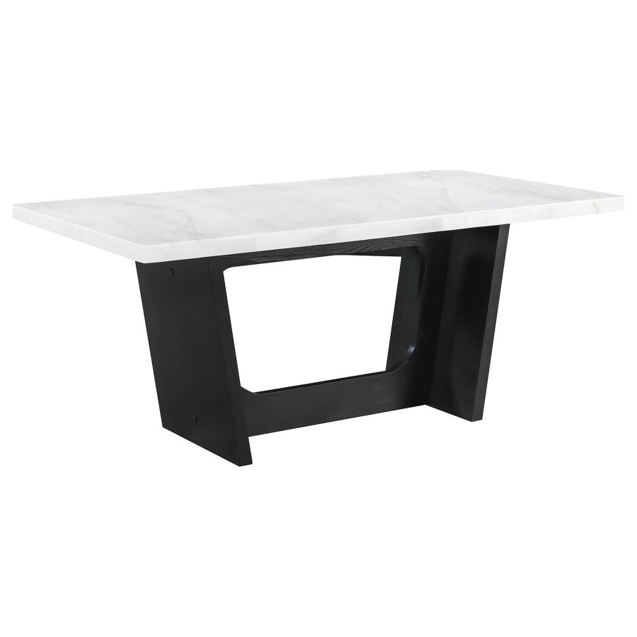 Sherry 7-piece Rectangular Marble Top Dining Table Set Grey