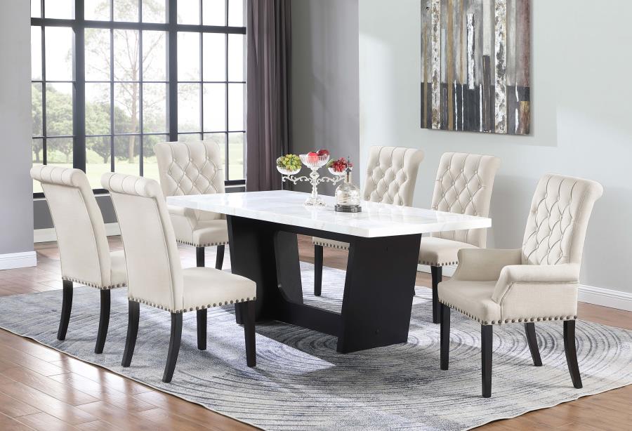 Osborne 72-inch Marble Top Dining Table Rustic Espresso