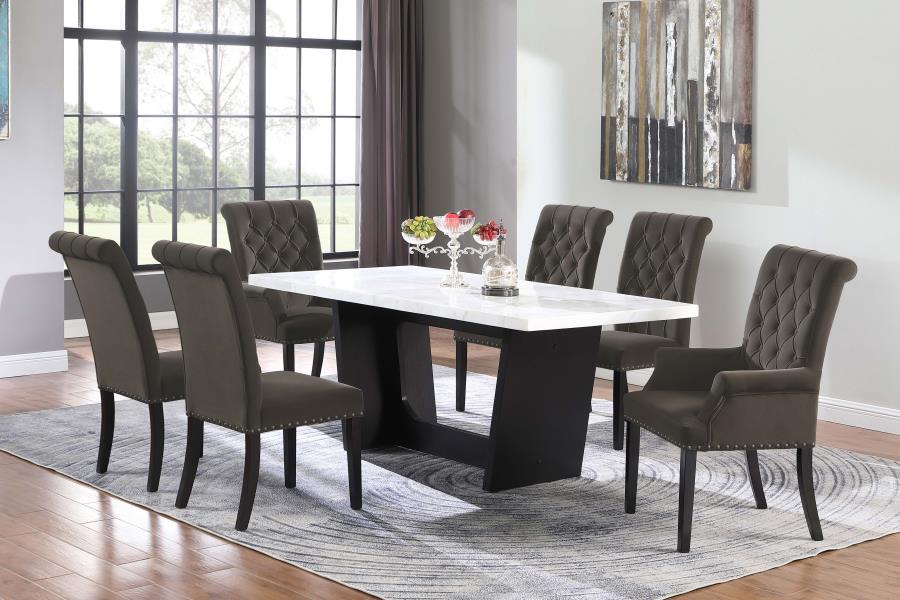 Osborne 72-inch Marble Top Dining Table Rustic Espresso