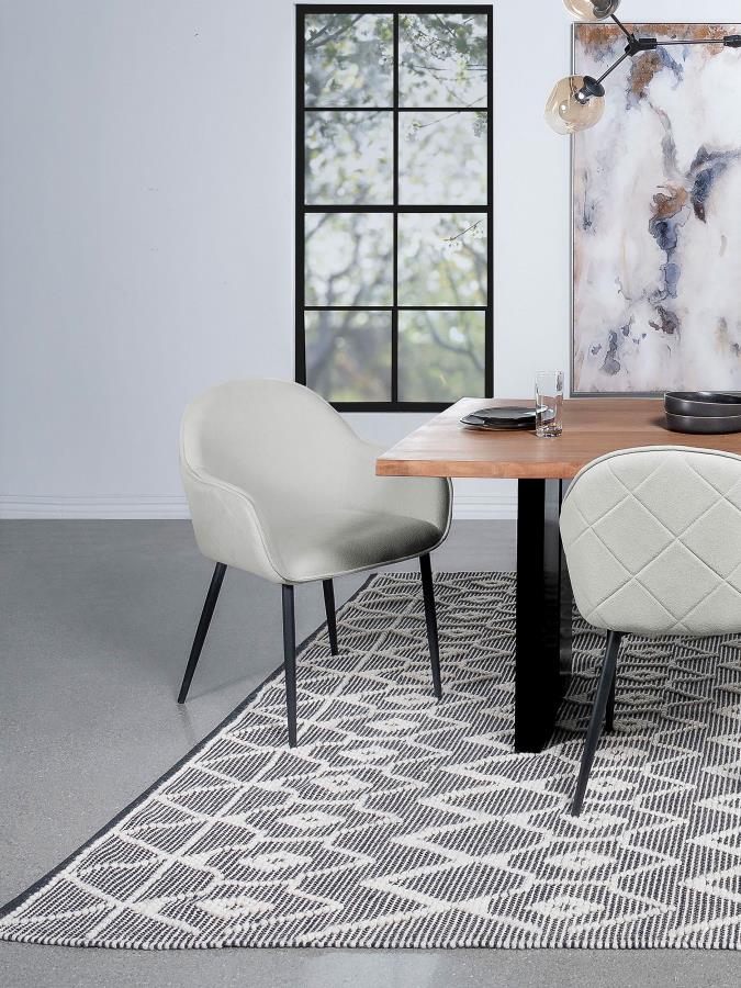 Emma Fabric Upholstered Dining Arm Chair Fog Grey (Set of 2)