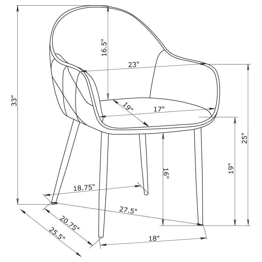 Emma Fabric Upholstered Dining Arm Chair Charcoal (Set of 2)