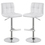 Lenny Upholstered Adjustable Bar Stool White (Set of 2)
