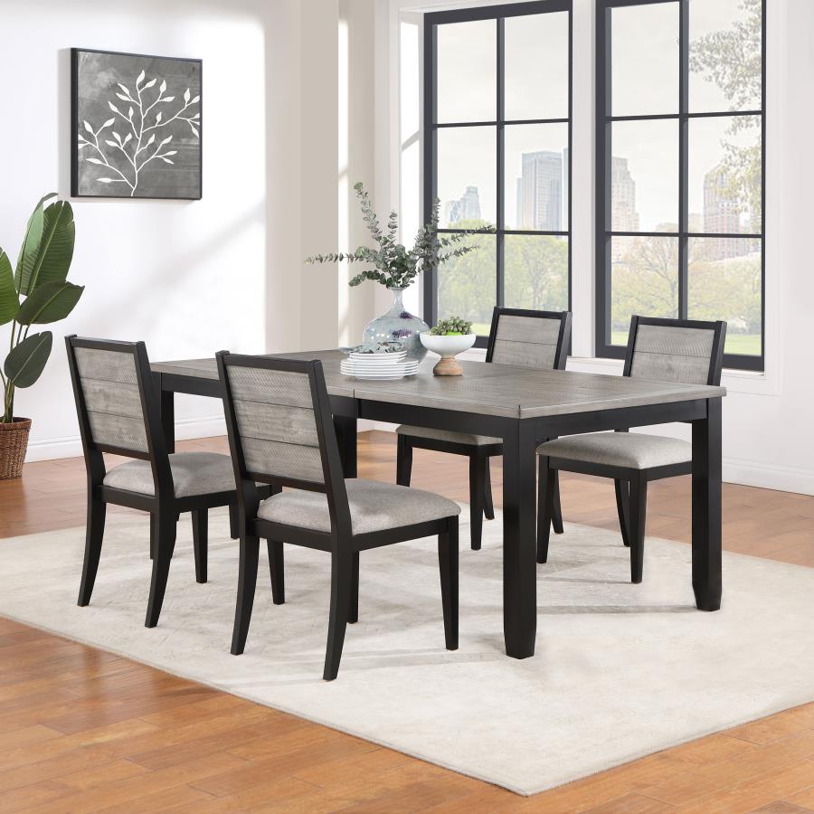 Elodie 5-piece Rectangular Extension Leaf Dining Set Grey and Black