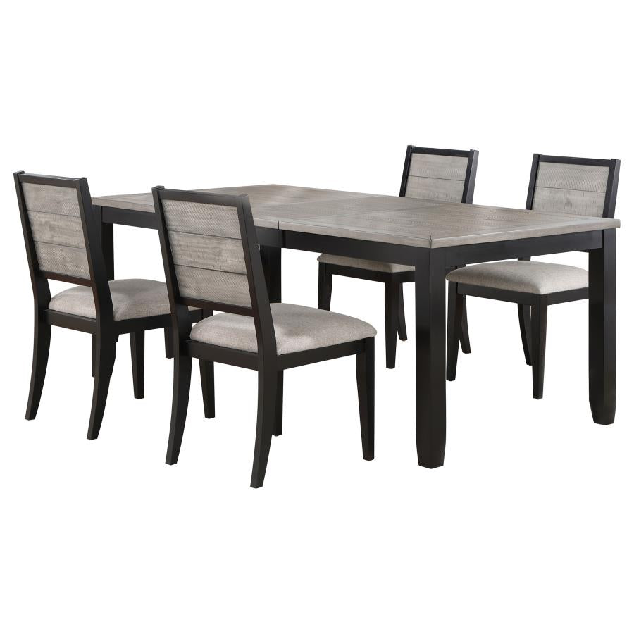 Elodie 5-piece Rectangular Extension Leaf Dining Set Grey and Black
