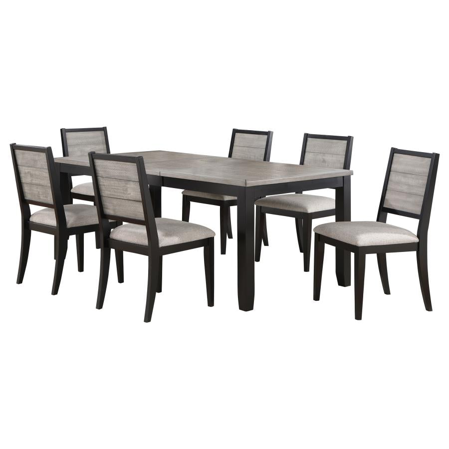 Elodie 7-piece Rectangular Extension Leaf Dining Set Grey and Black