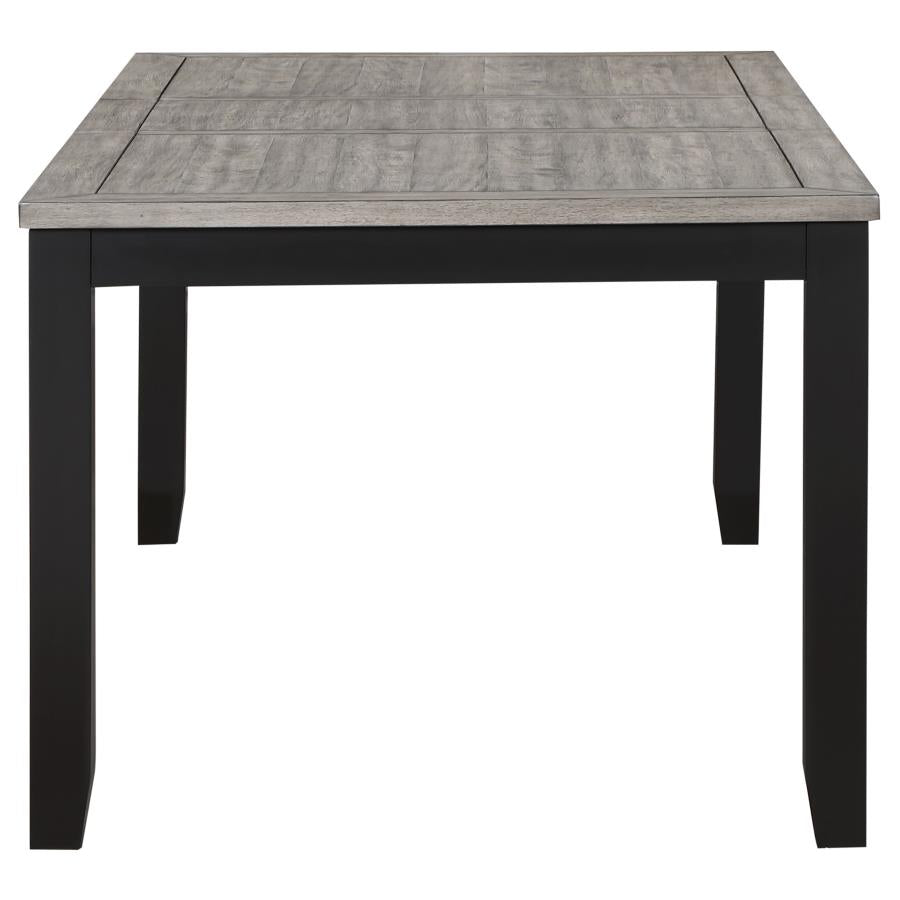 Elodie Rectangular 78-inch Extension Leaf Dining Table Grey and Black