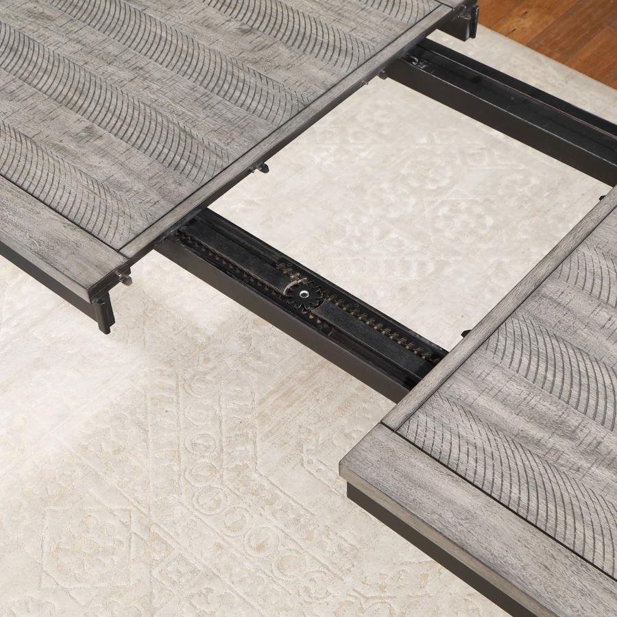 Elodie Rectangular 78-inch Extension Leaf Dining Table Grey and Black