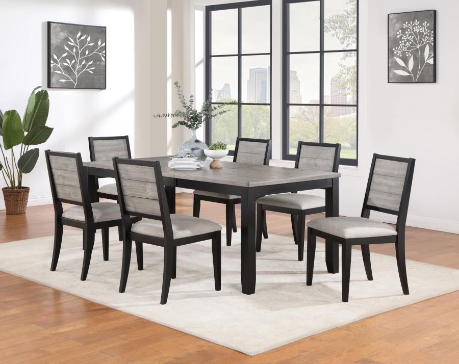 Elodie Rectangular 78-inch Extension Leaf Dining Table Grey and Black