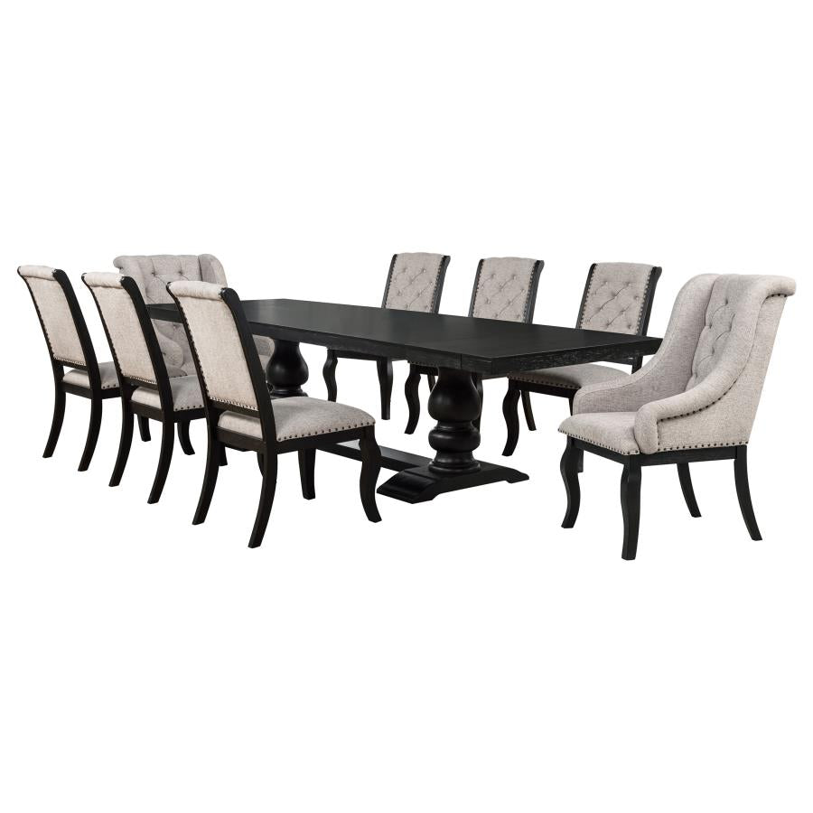 Phelps 9-piece Extension Dining Set with 2 Arm Chairs Distressed Noir