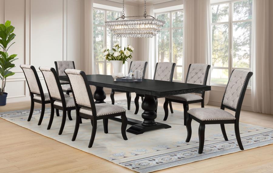 Phelps 9-piece Extension Dining Set Distressed Noir