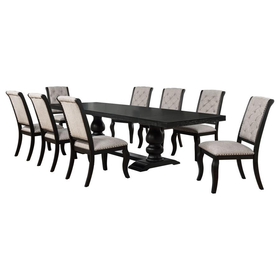 Phelps 9-piece Extension Dining Set Distressed Noir