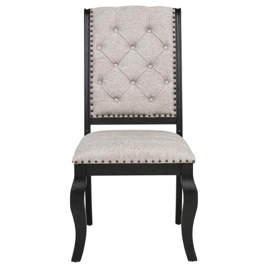 Phelps Upholstered Dining Side Chair Tan Distressed Noir (Set of 2)
