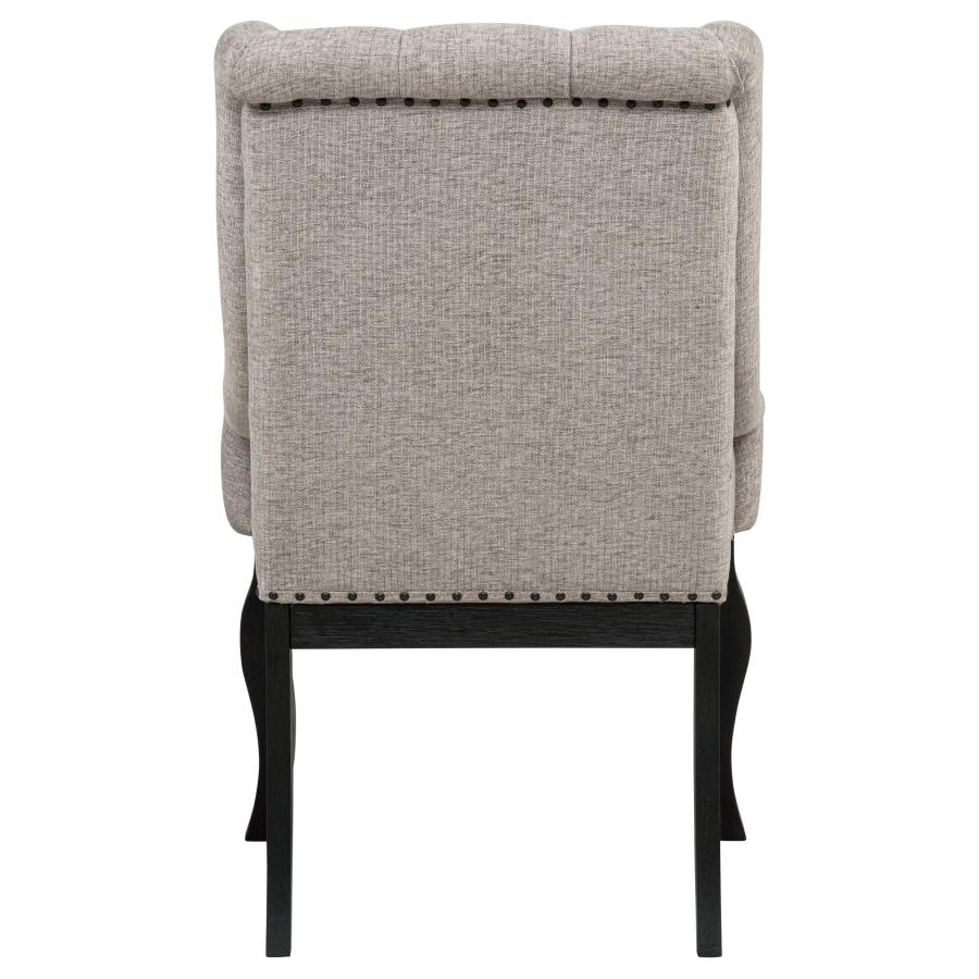 Phelps Upholstered Dining Arm Chair Tobacco and Distressed Noir