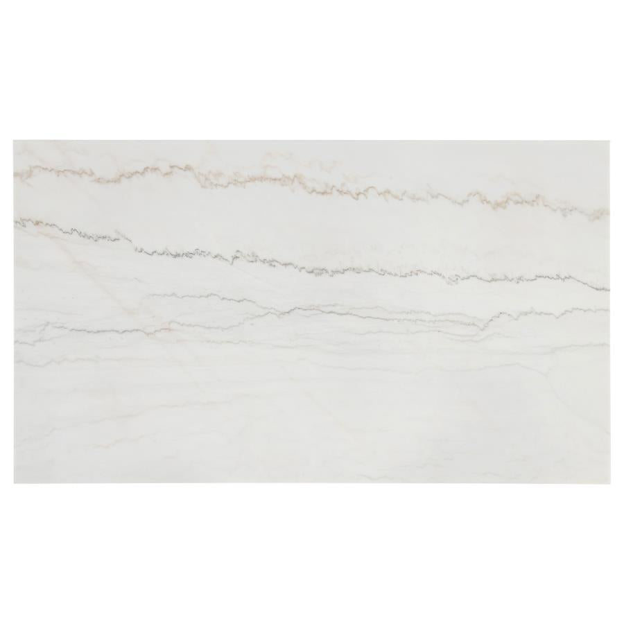 Averill 72-inch Rectangular White Marble Top Dining Table Coffee Bean