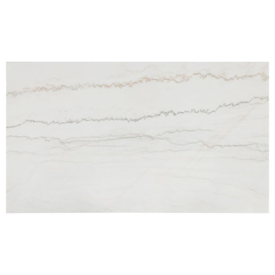 Averill 72-inch Rectangular White Marble Top Dining Table Coffee Bean