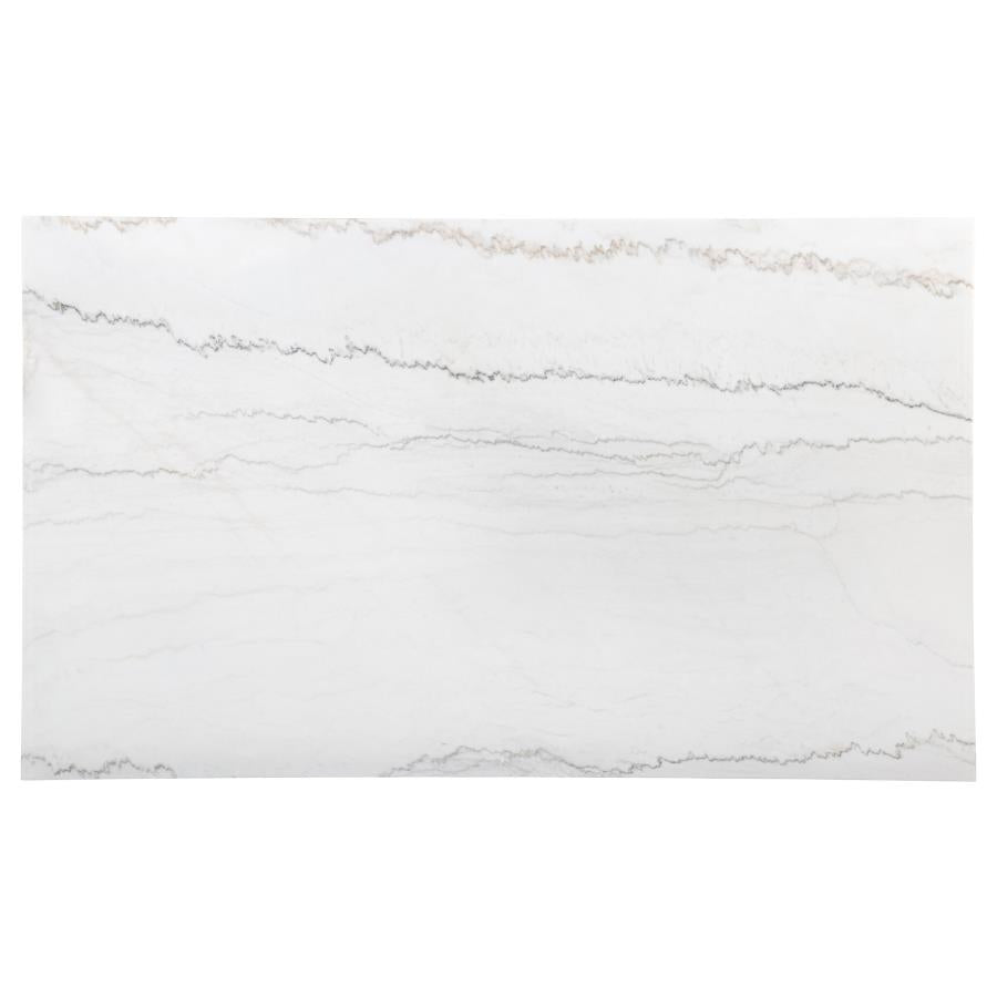 Averill 72-inch Rectangular White Marble Top Dining Table Coffee Bean