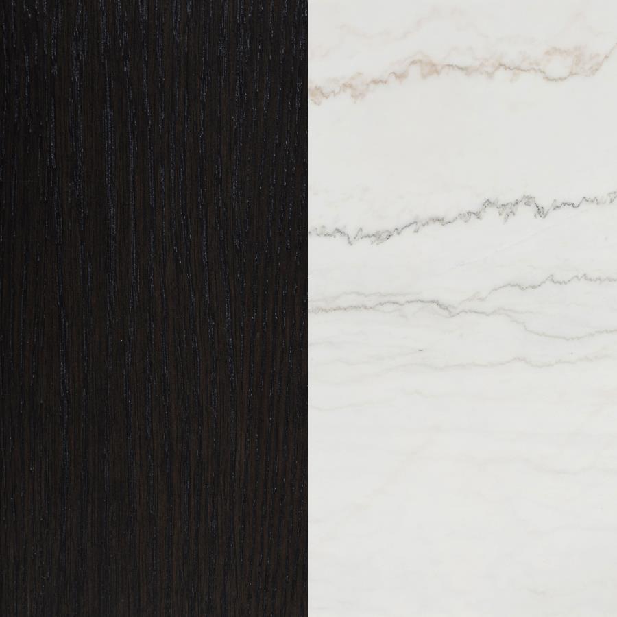 Averill 72-inch Rectangular White Marble Top Dining Table Coffee Bean