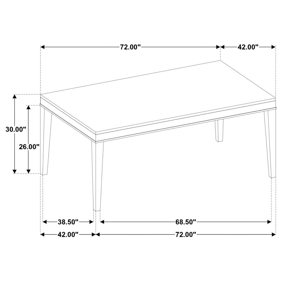 Averill 72-inch Rectangular White Marble Top Dining Table Coffee Bean