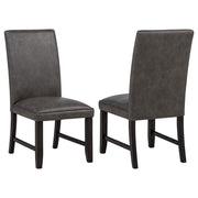 Averill Faux Leatherette Upholstered Dining Side Chair Dark Grey (Set of 2)