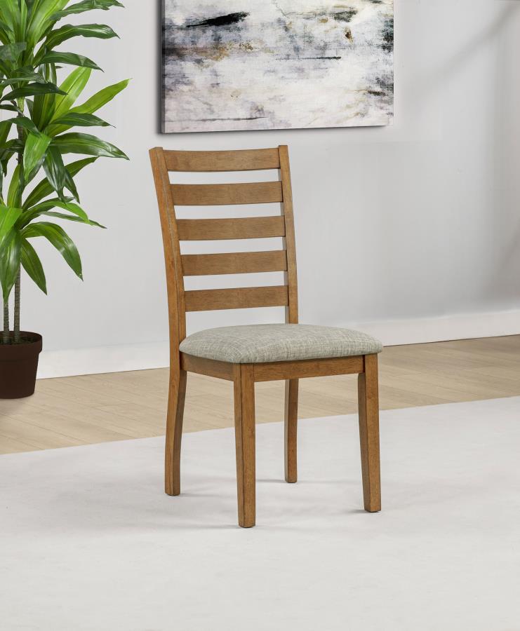 Atwood Wood Dining Side Chair Upholstered Seat Warm Brown