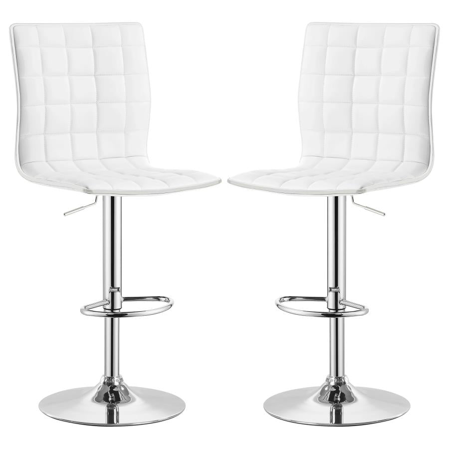 Ashbury Upholstered Adjustable Bar Stool White (Set of 2)