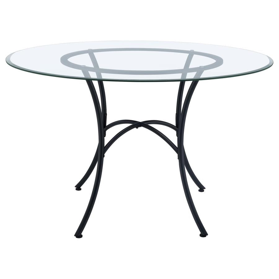 Kline 48-inch Round Glass Top Dining Table Matte Black