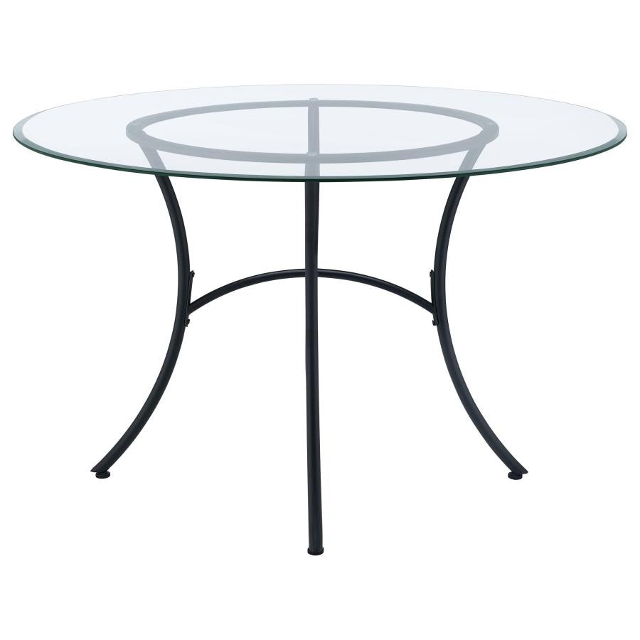 Kline 48-inch Round Glass Top Dining Table Matte Black