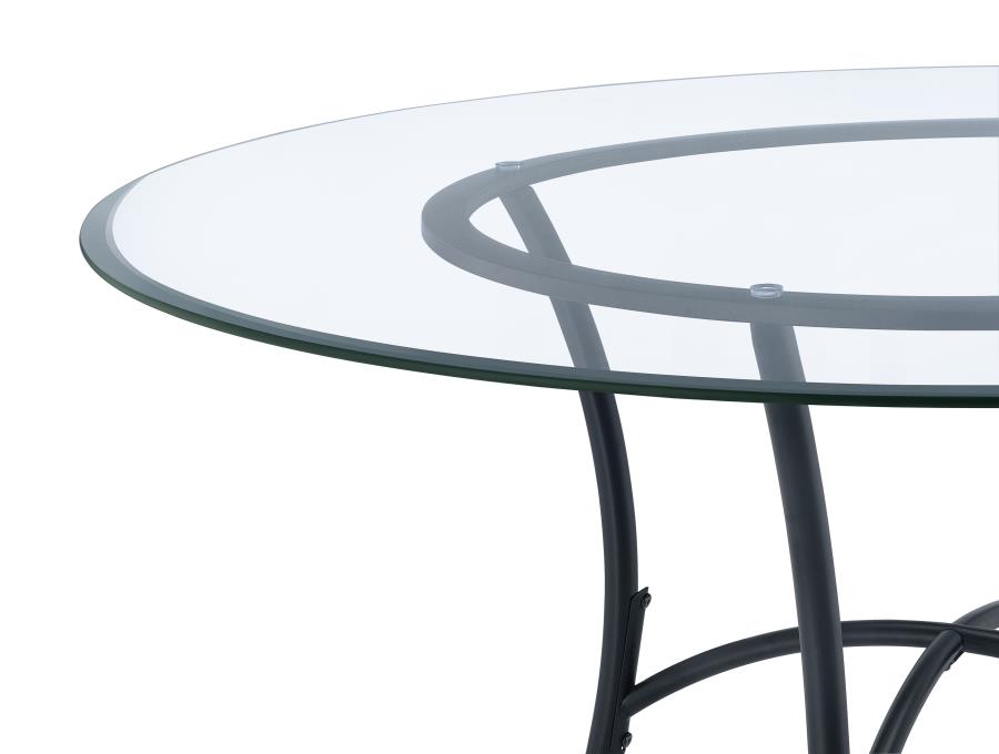 Kline 48-inch Round Glass Top Dining Table Matte Black