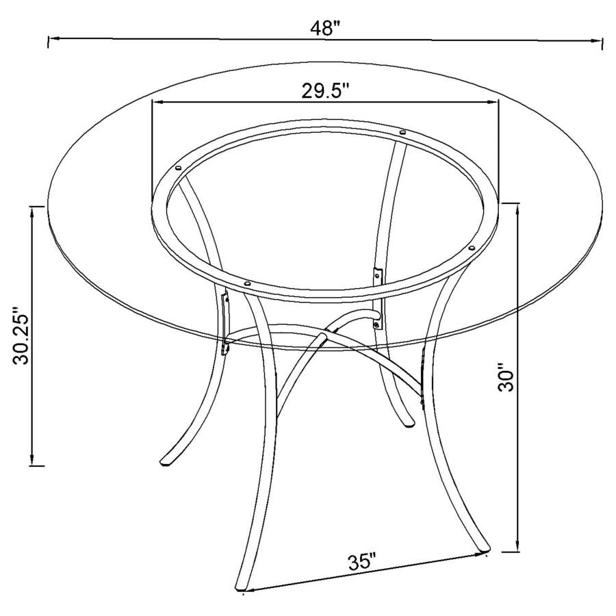 Kline 48-inch Round Glass Top Dining Table Matte Black