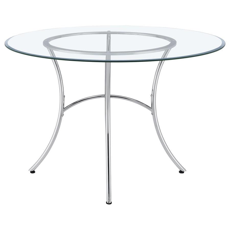 Kline 48-inch Round Glass Top Dining Table Chrome