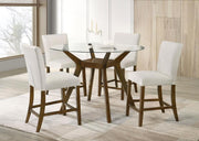 Paxton 5-piece Round Glass Top Counter Height Dining Set Beige