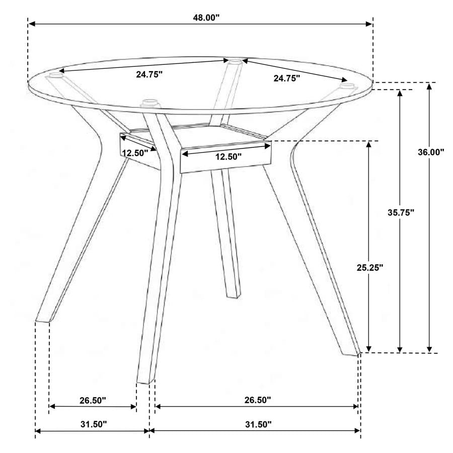 Paxton Round 48-inch Glass Top Counter Height Dining Table Brown