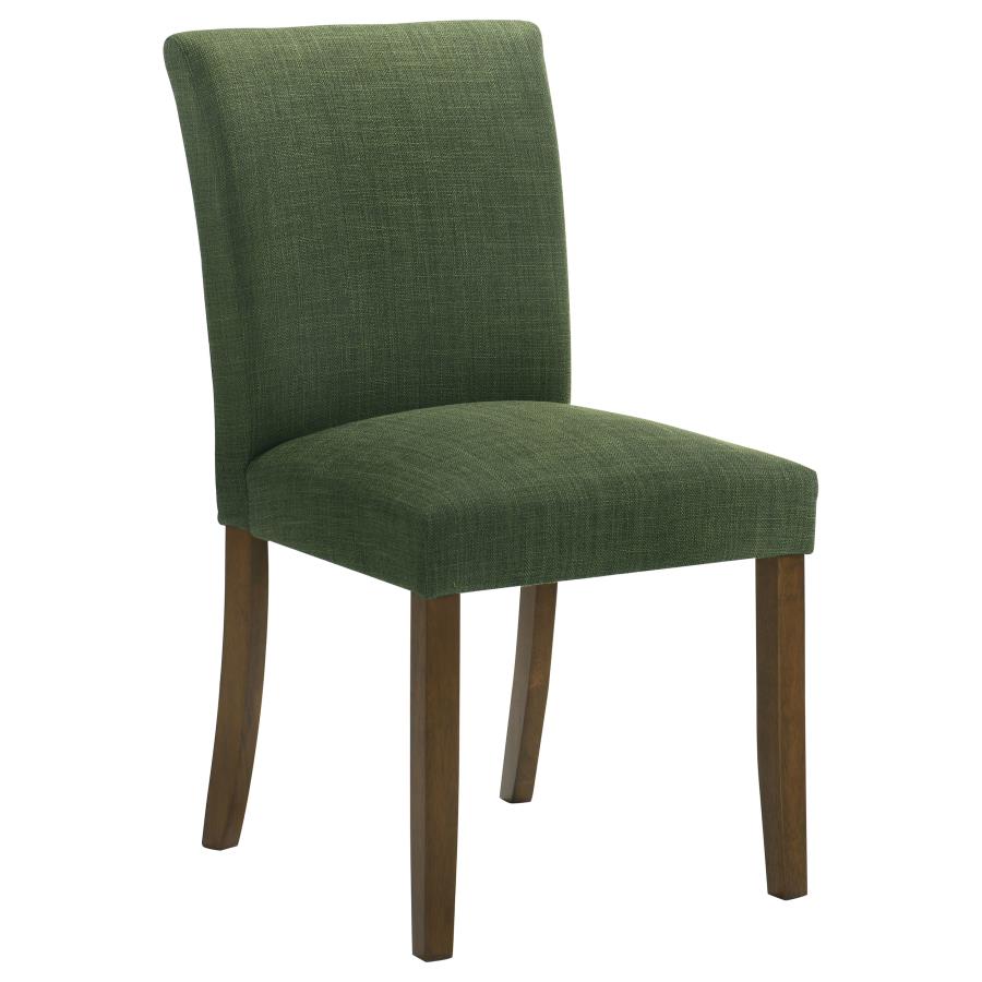 Paxton 5-Piece Round Glass Top Dining Set with Green Parsons Chairs