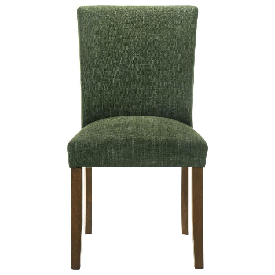 Paxton 5-Piece Round Glass Top Dining Set with Green Parsons Chairs
