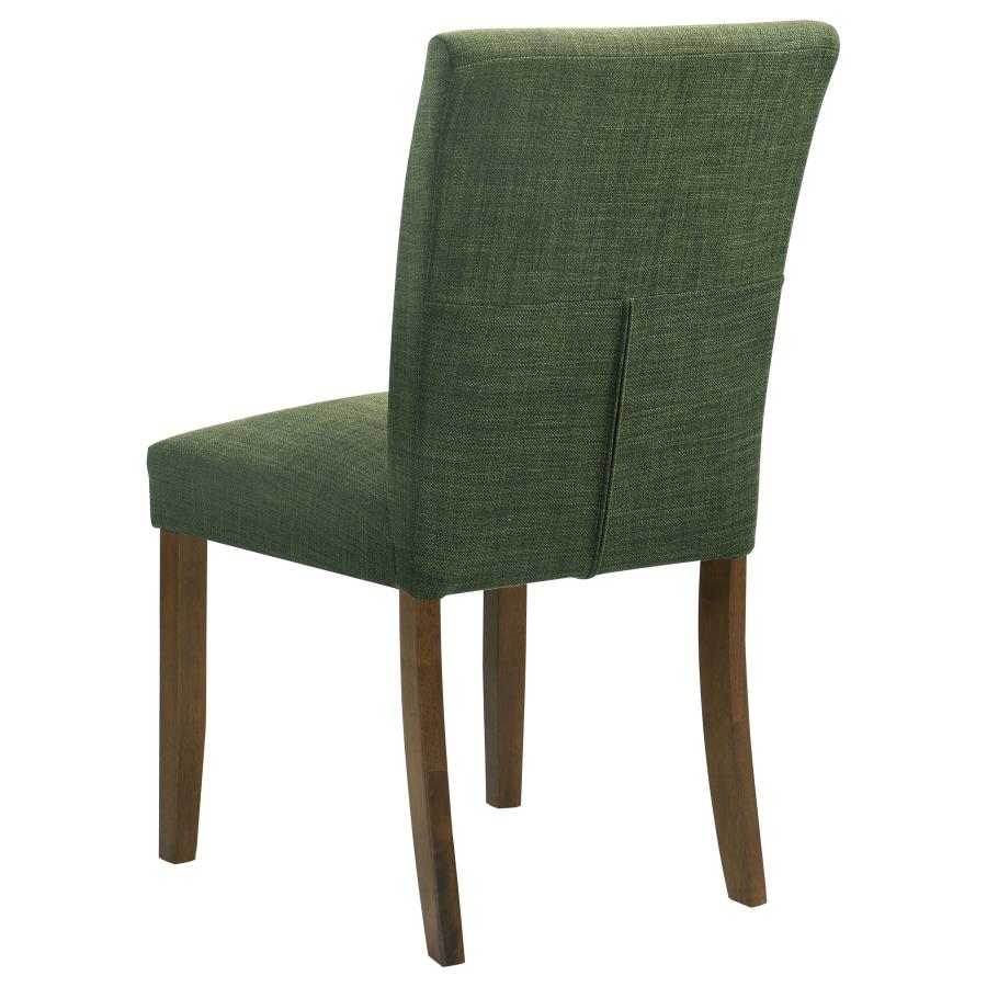 Paxton 5-Piece Round Glass Top Dining Set with Green Parsons Chairs